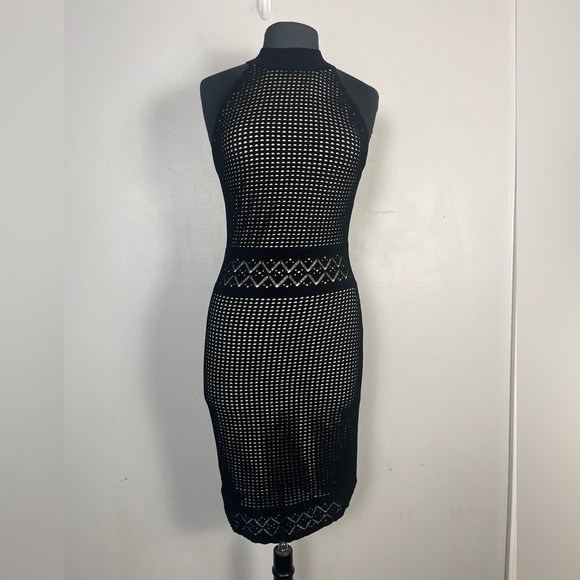 John + Jenn Dresses & Skirts - New John & Jenn Dress Midi medium Bodycon Stretch Open Weave Black Isabel Dress